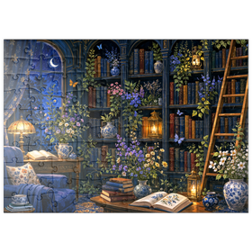 Darstellung des Puzzle Motivs Botanische Mitternachtsbibliothek – Leuchten - Puzzleteile: 100