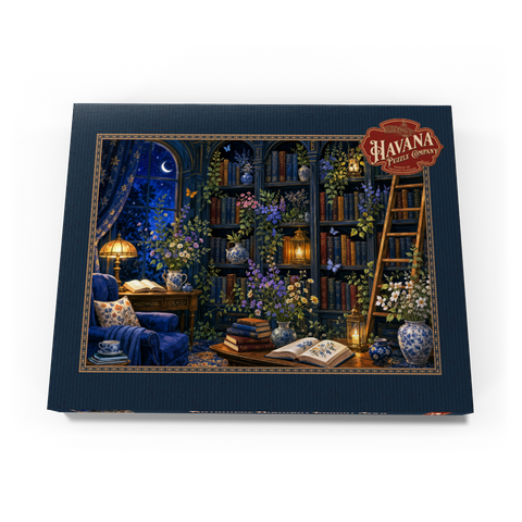 Darstellung des Puzzle Motivs Botanische Mitternachtsbibliothek – Leuchten     Botanical Midnight Library Glow 200 Puzzle Schachtel Ansicht3