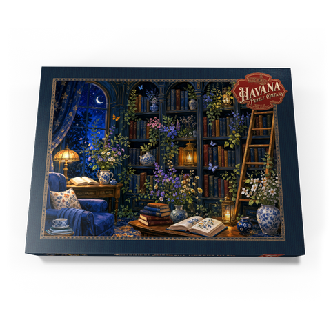 Darstellung des Puzzle Motivs Botanische Mitternachtsbibliothek – Leuchten     Botanical Midnight Library Glow 500 Puzzle Schachtel Ansicht3