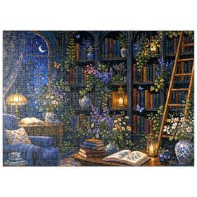 Darstellung des Puzzle Motivs Botanische Mitternachtsbibliothek – Leuchten - Puzzleteile: 500