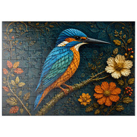 Darstellung des Puzzle Motivs Garten der Herbstblatt-Eisvögel - Puzzleteile: 100