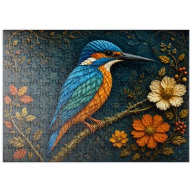Darstellung des Puzzle Motivs Garten der Herbstblatt-Eisvögel - Puzzleteile: 200