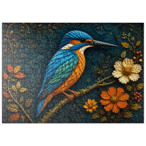 Darstellung des Puzzle Motivs Garten der Herbstblatt-Eisvögel puzzleplate Autumn Leaf Kingfisher Garden 500 Puzzle