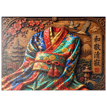 Darstellung des Puzzle Motivs puzzleplate     Japanese Kimono Wood Elegance 200 Puzzle