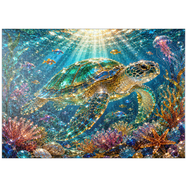 Darstellung des Puzzle Motivs puzzleplate Luminous Glass Turtle Reef 1000 Puzzle