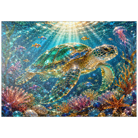 Darstellung des Puzzle Motivs Leuchtendes Glas-Schildkrötenriff - Puzzleteile: 1000