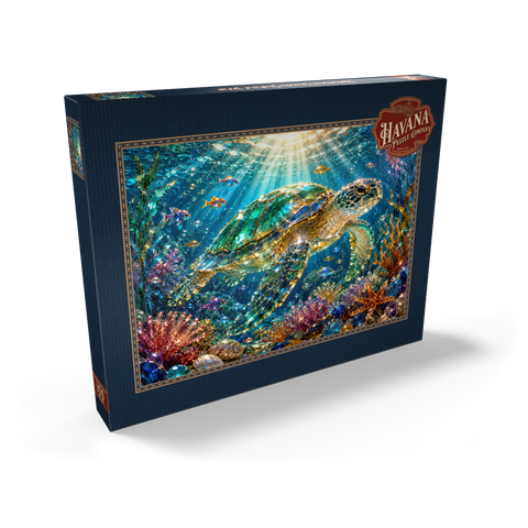 Darstellung des Puzzle Motivs Leuchtendes Glas-Schildkrötenriff Luminous Glass Turtle Reef 100 Puzzle Schachtel Ansicht2