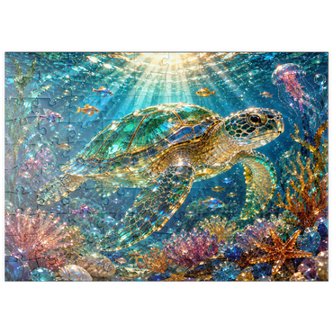 Darstellung des Puzzle Motivs puzzleplate Luminous Glass Turtle Reef 100 Puzzle