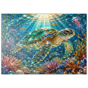 Darstellung des Puzzle Motivs Leuchtendes Glas-Schildkrötenriff - Puzzleteile: 100