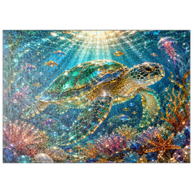 Darstellung des Puzzle Motivs Leuchtendes Glas-Schildkrötenriff - Puzzleteile: 200