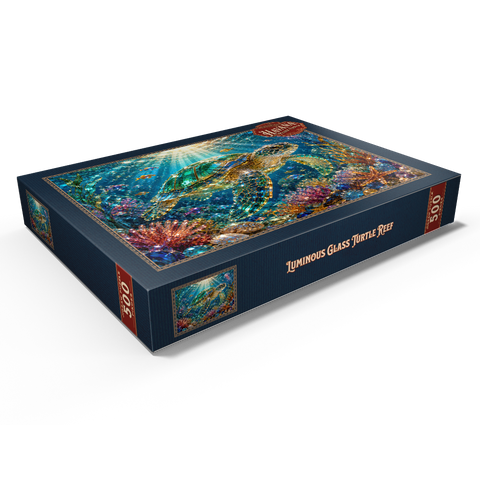 Darstellung des Puzzle Motivs Leuchtendes Glas-Schildkrötenriff Luminous Glass Turtle Reef 500 Puzzle Schachtel Ansicht1