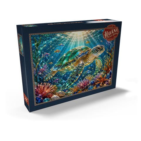 Darstellung des Puzzle Motivs Leuchtendes Glas-Schildkrötenriff Luminous Glass Turtle Reef 500 Puzzle Schachtel Ansicht2