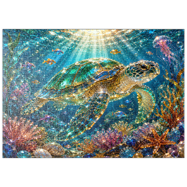 Darstellung des Puzzle Motivs puzzleplate Luminous Glass Turtle Reef 500 Puzzle