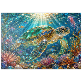 Darstellung des Puzzle Motivs Leuchtendes Glas-Schildkrötenriff - Puzzleteile: 500