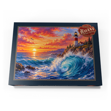 Darstellung des Puzzle Motivs New England Lighthouse Sunset 1000 Puzzle Schachtel Ansicht3