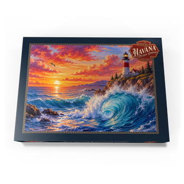 Darstellung des Puzzle Motivs New England Lighthouse Sunset 500 Puzzle Schachtel Ansicht3