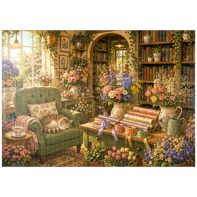 Darstellung des Puzzle Motivs Die Ecke der „Secret Flower“-Buchhandlung - Puzzleteile: 1000