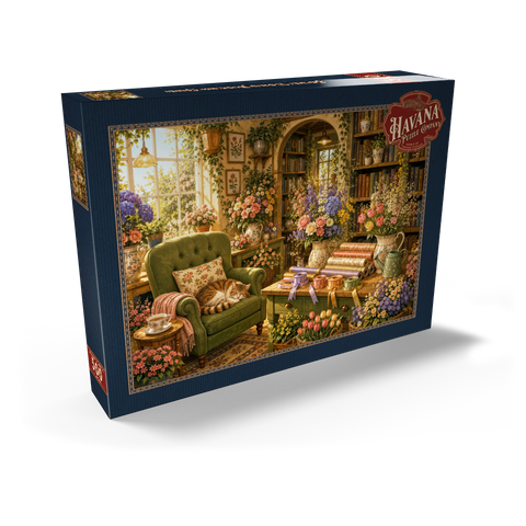 Darstellung des Puzzle Motivs Die Ecke der „Secret Flower“-Buchhandlung Secret Flower Bookshop Corner 500 Puzzle Schachtel Ansicht2