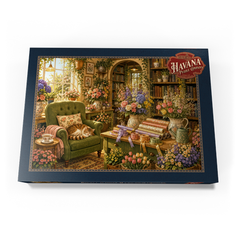 Darstellung des Puzzle Motivs Die Ecke der „Secret Flower“-Buchhandlung Secret Flower Bookshop Corner 500 Puzzle Schachtel Ansicht3