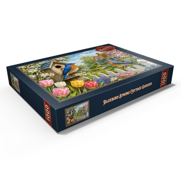 Darstellung des Puzzle Motivs Bluebird Spring Cottage Garden 1000 Puzzle Schachtel Ansicht1