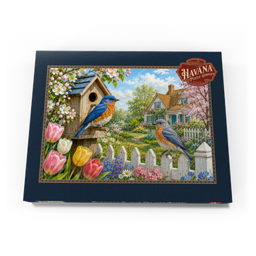 Darstellung des Puzzle Motivs Bluebird Spring Cottage Garden 200 Puzzle Schachtel Ansicht3