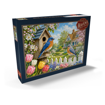 Darstellung des Puzzle Motivs Bluebird Spring Cottage Garden 500 Puzzle Schachtel Ansicht2