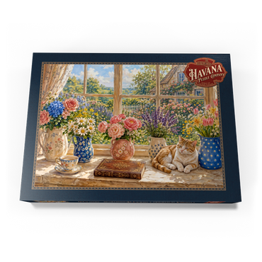 Darstellung des Puzzle Motivs Cottage Window Bouquet Garden Charm 1000 Puzzle Schachtel Ansicht3