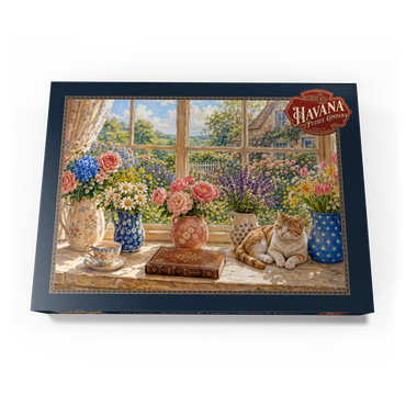 Darstellung des Puzzle Motivs Cottage Window Bouquet Garden Charm 500 Puzzle Schachtel Ansicht3