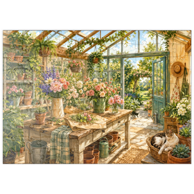 Darstellung des Puzzle Motivs Sonnenverwöhntes Gewächshaus-Gartenstudio - Puzzleteile: 100