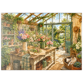 Darstellung des Puzzle Motivs Sonnenverwöhntes Gewächshaus-Gartenstudio - Puzzleteile: 200
