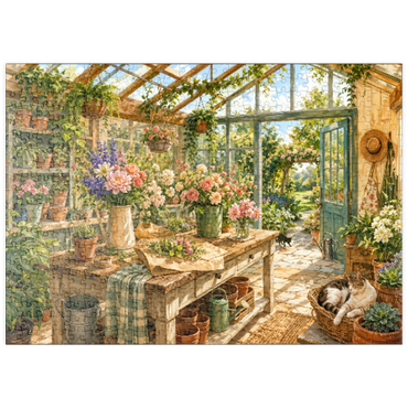 Darstellung des Puzzle Motivs puzzleplate Sunlit Greenhouse Garden Studio 500 Puzzle