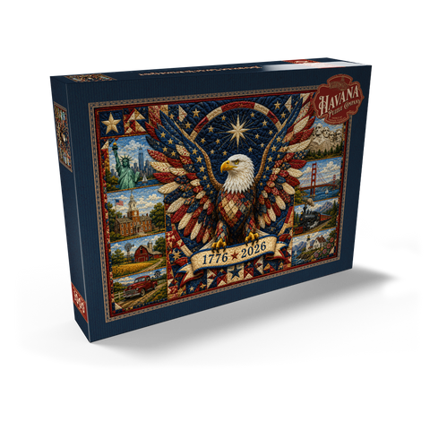 Darstellung des Puzzle Motivs American Eagle Heritage-Steppdecke American Eagle Heritage Quilt 1000 Puzzle Schachtel Ansicht2