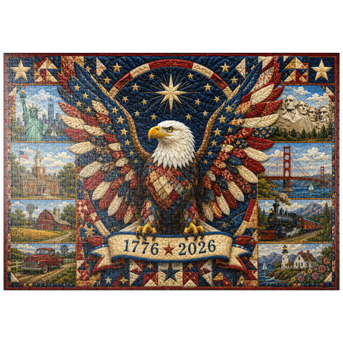 Darstellung des Puzzle Motivs American Eagle Heritage-Steppdecke puzzleplate American Eagle Heritage Quilt 1000 Puzzle