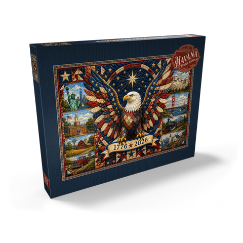 Darstellung des Puzzle Motivs American Eagle Heritage-Steppdecke American Eagle Heritage Quilt 100 Puzzle Schachtel Ansicht2