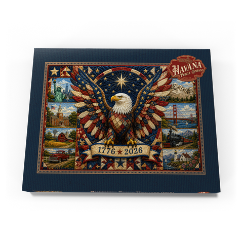 Darstellung des Puzzle Motivs American Eagle Heritage-Steppdecke American Eagle Heritage Quilt 200 Puzzle Schachtel Ansicht3