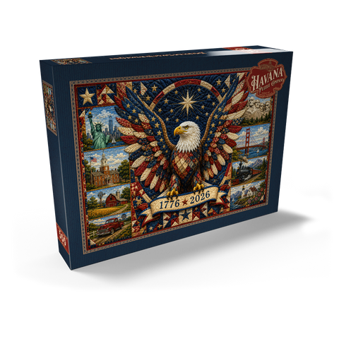 Darstellung des Puzzle Motivs American Eagle Heritage-Steppdecke American Eagle Heritage Quilt 500 Puzzle Schachtel Ansicht2