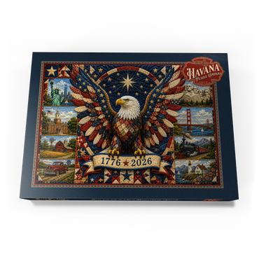 Darstellung des Puzzle Motivs American Eagle Heritage Quilt 500 Puzzle Schachtel Ansicht3