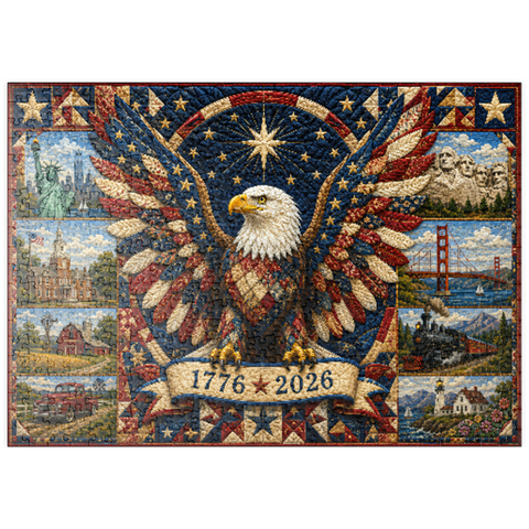 Darstellung des Puzzle Motivs American Eagle Heritage-Steppdecke puzzleplate American Eagle Heritage Quilt 500 Puzzle