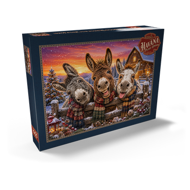 Darstellung des Puzzle Motivs Christmas Donkeys with Winter Scarves 1000 Puzzle Schachtel Ansicht2