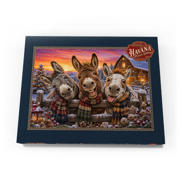 Darstellung des Puzzle Motivs Christmas Donkeys with Winter Scarves 100 Puzzle Schachtel Ansicht3