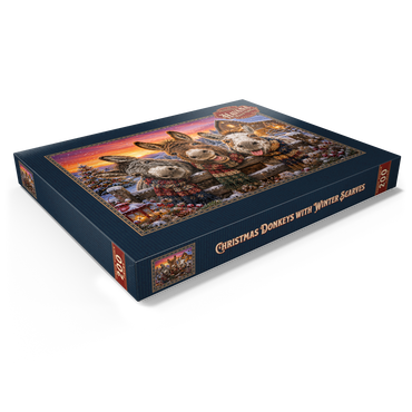 Darstellung des Puzzle Motivs Christmas Donkeys with Winter Scarves 200 Puzzle Schachtel Ansicht1