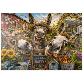 Darstellung des Puzzle Motivs Charm der drei albernen Esel - Puzzleteile: 1000