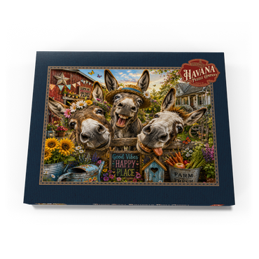 Darstellung des Puzzle Motivs Three Silly Donkeys Farm Charm 100 Puzzle Schachtel Ansicht3