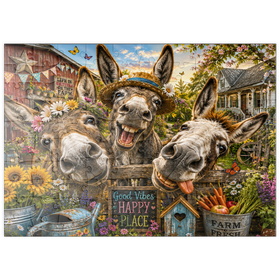 Darstellung des Puzzle Motivs Charm der drei albernen Esel - Puzzleteile: 100