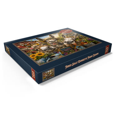 Darstellung des Puzzle Motivs Three Silly Donkeys Farm Charm 200 Puzzle Schachtel Ansicht1