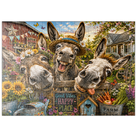 Darstellung des Puzzle Motivs Charm der drei albernen Esel - Puzzleteile: 200