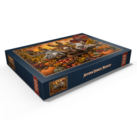 Darstellung des Puzzle Motivs Herbstliche Streiche der Esel Autumn Donkey Mischief 1000 Puzzle Schachtel Ansicht1