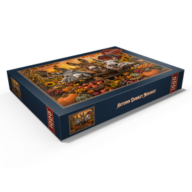 Darstellung des Puzzle Motivs Herbstliche Streiche der Esel - Puzzleteile: 1000