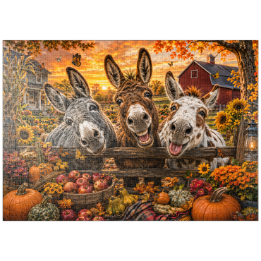 Darstellung des Puzzle Motivs puzzleplate Autumn Donkey Mischief 1000 Puzzle