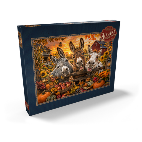 Darstellung des Puzzle Motivs Herbstliche Streiche der Esel Autumn Donkey Mischief 100 Puzzle Schachtel Ansicht2